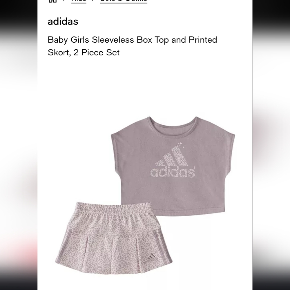 Adidas Baby Girls Sleeveless Box Top and Printed Skort, 2 Pc. set